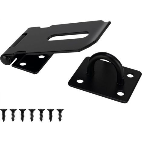 7.6 cm Stainless Steel Door Latch, Heavy Duty Black Padlock for Gates, Doors and Cabinets, Brushed Finish, 1 Pack (1/4)
