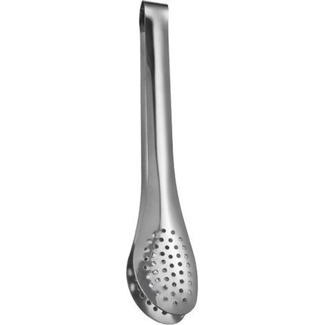 Pince de cuisine multifonctionnelle de 23 cm en acier inoxydable avec trou pour filtre, idéale pour la maison et les restaurants. (1/5)
