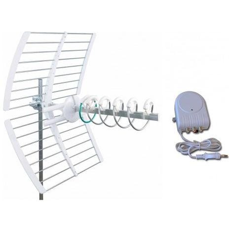 Antenne TNT active UHF 700 – Gain 47 dBi – Système de pointage LED – Compatible canaux E21-E48 – Pour installation extérieure