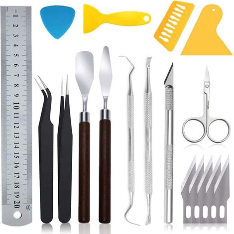 Lot de 18 outils DIY en vinyle, limes acier inoxydable pour cameos, gravure et ponçage (1/5)