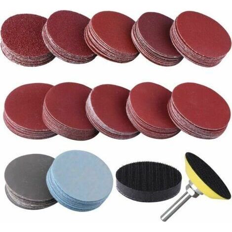 Lot de 120 disques abrasifs de 50 mm avec grains 60, 80, 120, 180, 240, 400, 600, 800, 1000, 1200, 2000, 3000 pour le meulage, le fraisage, la gravure. (1/4)