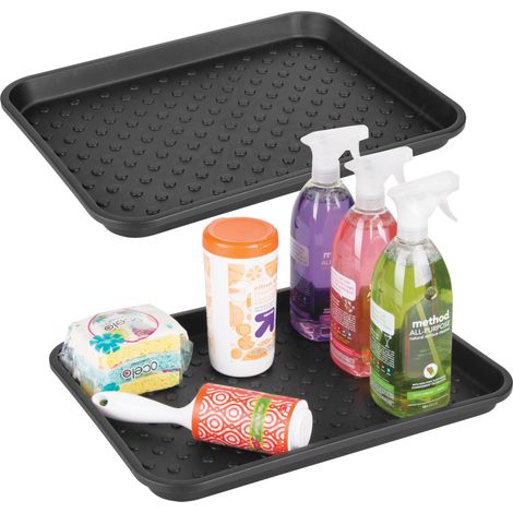 Plateau évier en Plastique pour Armoire de Cuisine, Salle de Bain, entrées, Bureau, Boue, dortoir Universitaire (Lot de 2), 43,2 x 33 x 5,1 cm, Noir (1/5)