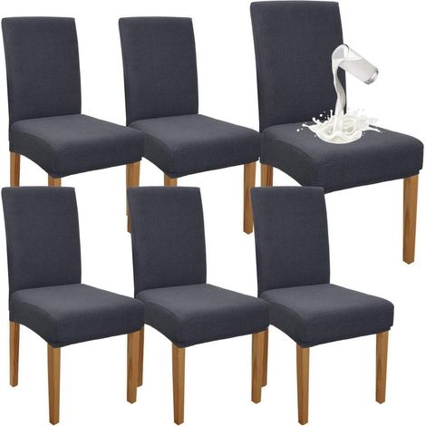 Stuhlhussen Wasserdicht Esszimmerstuhl Stuhlschutz 6er Set Grau (1/5)