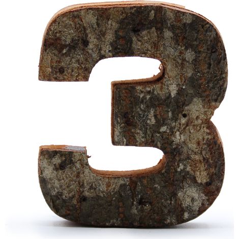 Numéro d'écorce rustique - "3" - 7 cm- Vendu par 1