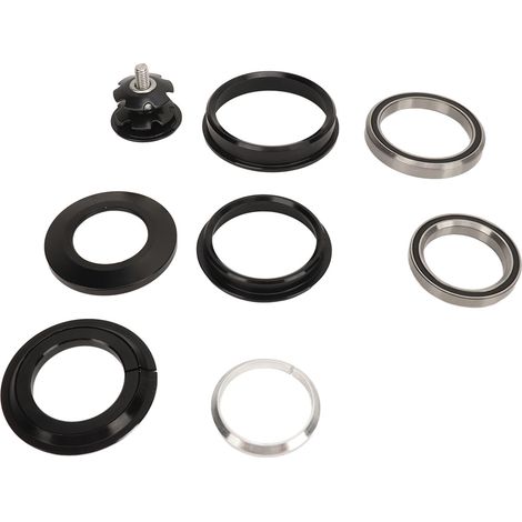 Jeu de cuvette de fourche avant pour VTT, alliage aluminium double roulements, entretoises de jeu de direction pour cadre à tube de tête conique 44-56mm. (1/5)