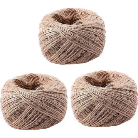 3 Rollen à 100 Meter - 1 mm natürliches, strukturiertes Jutegarn (1/5)