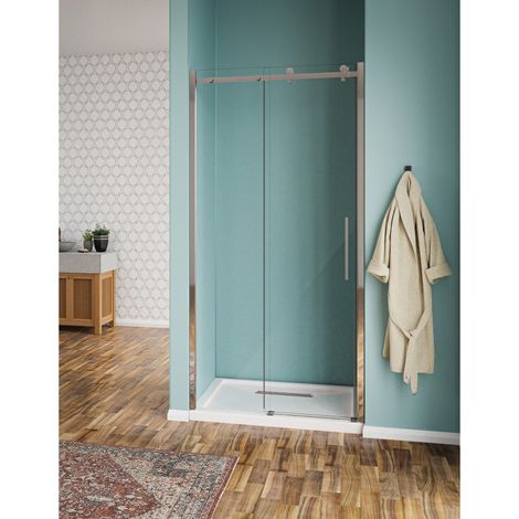 Nicchia scorrevole Elegance vetro temperato trasparente 8mm H190 acciaio inox - 150 cm (1/2)