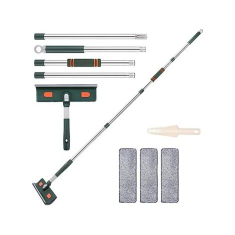 Racleur À Vitre - Tige Extensible En 3 Parties - Raclette Et Grattoir Intégrés - Pour Fenêtres Et Miroirs - 1 Pièce (1/5)