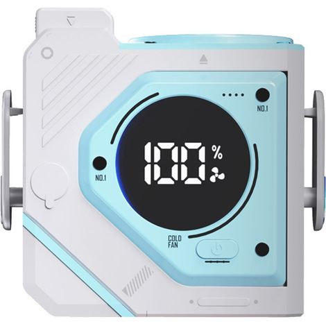 Ventilateur à pince ceinture - Indispensable en été - Ventilateur portable grande capacité - Niveau 3 de ventilation puissante - Silencieux (30 dB) - Rechargeable par USB-C (blanc et bleu, 5000 mAh) (1/5)