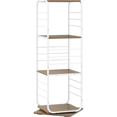 Gain de place, bibliothèque rotative 360° 4 niveaux, étagère pivotante cadre métal pour salon, bureau, chambre (1/5)