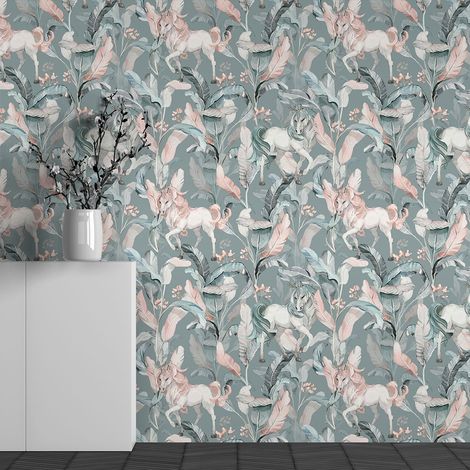 Papier peint panoramique Enfants - Motif Feuilles tropicales - 325 cm x 203 cm (1/3)