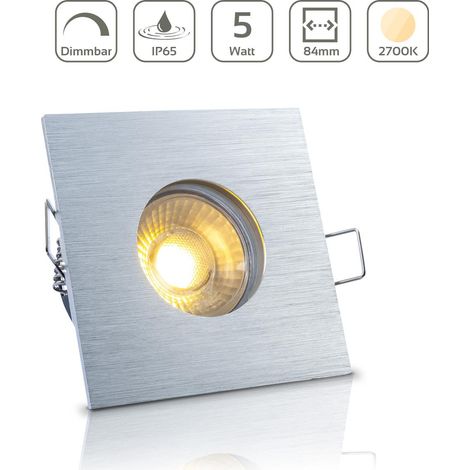 Einbauspot IP65 eckig - Farbe: Alu-gebürstet - LED Leuchtmittel: GU10 5W warmweiß dimmbar (1/5)