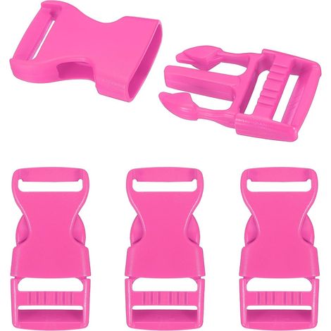PATIKIL Lot de 4 boucles à dégagement rapide sur le côté, boucle en plastique de 25 mm, double fermoir réglable pour sac à dos, bracelets en paracorde d'extérieur, collier pour animal domestique, rose (1/5)
