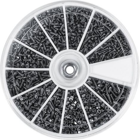 Juego de 600 tornillos, pernos y tuercas de cabeza Phillips de acero inoxidable 304, tamaño pequeño M1 a M1.6 (1/5)