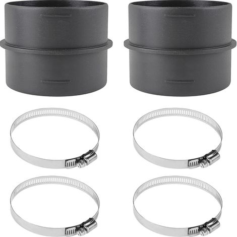 2 x Raccord Gaine Ventilation 60mm Tuyau Acier Inoxydable avec 4 Colliers (1/4)