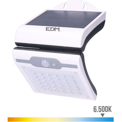 Aplique solar 2w 220lm 6.500k con sensor color blanco edm