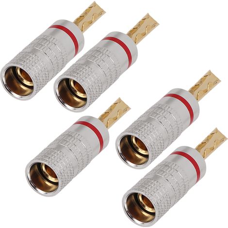 5Pcs Connecteurs Banane 4mm Dorés 24K Sans Soudure pour Câbles Audio, Enceintes et Home Cinéma (1/5)