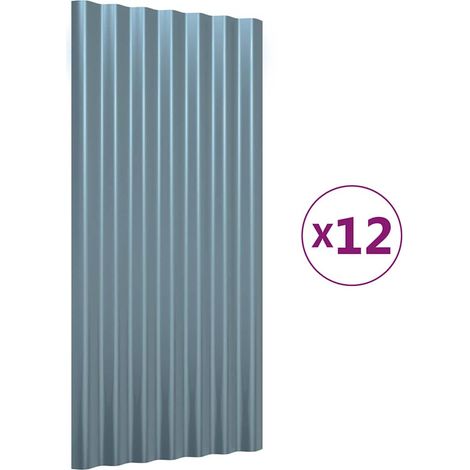 vidaXL Paneles de tejado 12 unidades acero galvanizado gris 80x36 cm (1/2)