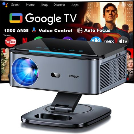Videoprojecteur 1500 ANSI Autofokus 4K WiFi6 Projecteur Video 38000 Lumen FHD, Rotation 360°, Live TV, Projecteur Bluetooth Contrôle Vocal, Projector Home Cinéma (1/5)
