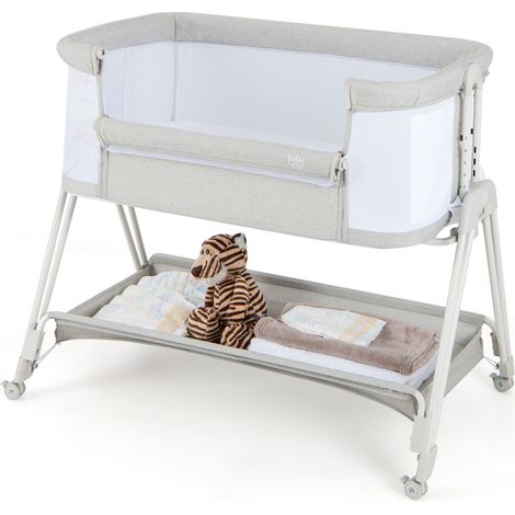 Baby Portable Bedside Sleeper with 7 Adjustable Heights-Gray (1/5)