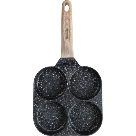 Poêle en marbre 4 en 1 pour crêpes, œufs et beignets, 18 cm, NOIR, KLAUSBERG KB-7821 (1/5)