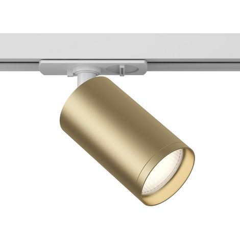 Faretto Per Binario Moderno Focus S Alluminio Oro Opaco E Bianco 1 Luce