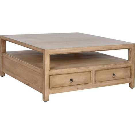 Table basse en bois avec espace de rangement intégré - Bois naturel patiné (1/5)
