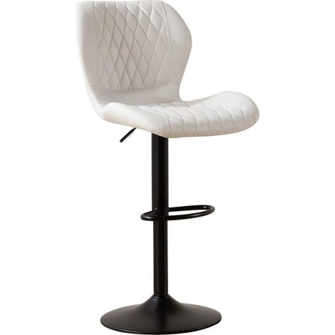 Barhocker mit Lehne, 360° drehbar, höhenverstellbar, Kunstleder, Beige (1/5)