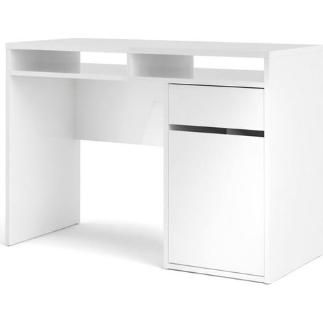 Fula Schreibtisch 2 Räume, 1 Schublade und 1 Tür weiss hochglanz.