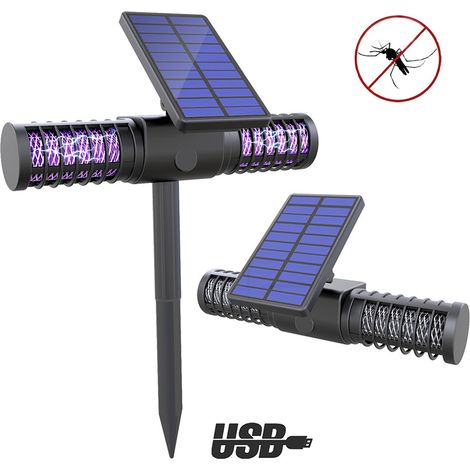 Lampe anti-moustiques UV LED IP65, piège à insectes solaire rechargeable USB, modèle étanche pour moustiques, mouches et insectes volants