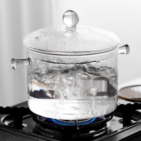 Heat-Resistant Simmer Pot, Clear Glass Cookware,Transparent Cooking Stew Pot with Lid for Stove and Microwave, Versatile Boiling Pots for Pasta, Soup, Milk, and Tea, Home Kitchen (1/3)