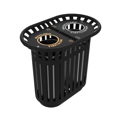 Corbeille à poser Tulipe, avec couvercle - 2x40l - anthracite mat - RAL 7016 (1/4)