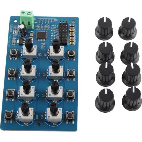 Contrôleur de servo 8 voies avec bouton rotatif précis, piloté par STM32 intégré, indicateur LED inclus, compatible FUTABA. (1/5)