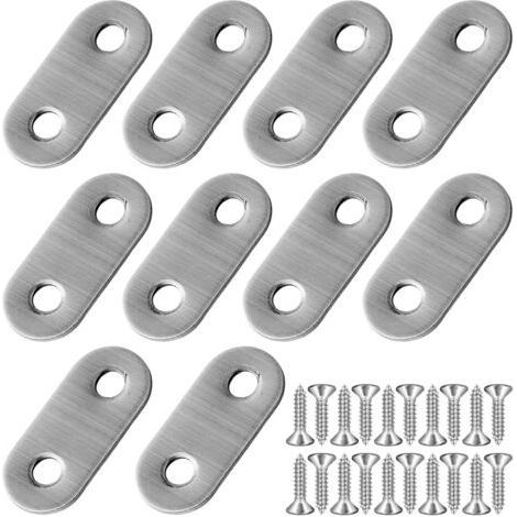10 Pieces Right Angle Flat Code with 20 Screws, Wooden Metal Bracket, Flat Repair Bracket Corner Connector, Fixed Repair Bracket (1/5)