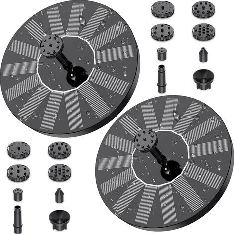 2PCS Fontaine Solaire Exterieure de Jardin 1,5W DIY Pompe Bassin Solaire avec 6 Buses Effets pour Bassins D'agrément Bain d'oiseaux Aquarium Jardin Fontaine(2PCS) (1/5)