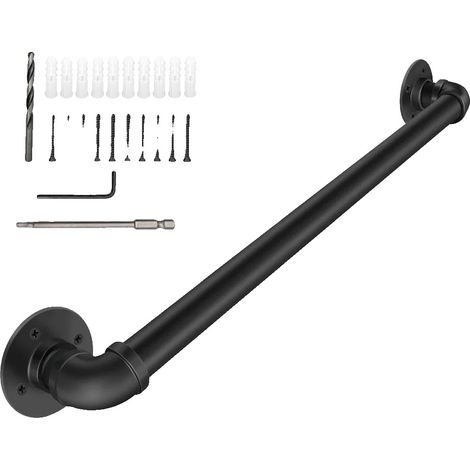 Corrimano a parete con design antiscivolo, nero (1/5)