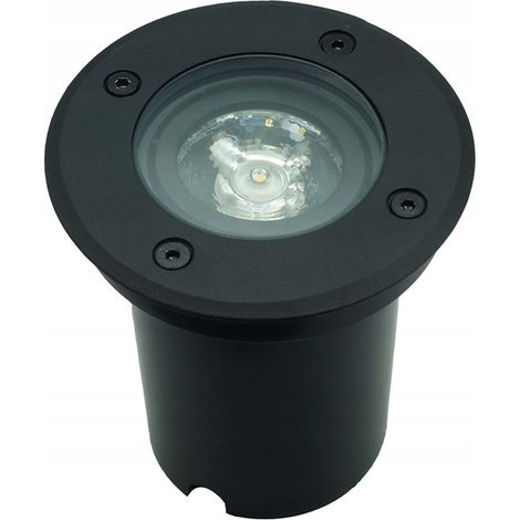 Lampada da terra, nera, rotonda, Ø11cm, regolabile, 1xGU10, 10W, IP67, erida Idealed (1/5)