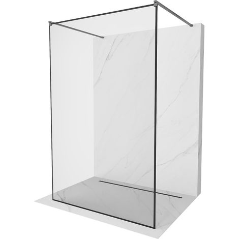 Mexen Kioto freistehende Duschwand 140 x 200 cm, schwarzes Muster 8 mm, gun metal - 800-140-002-95-7