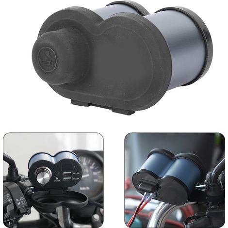 Chargeur allume-cigare 12 V en alliage d'aluminium pour moto avec affichage de la tension (gris) (1/5)