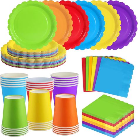 120 Pièces Multicolore vaisselle jetable anniversaire pour 30 Invités (1/5)