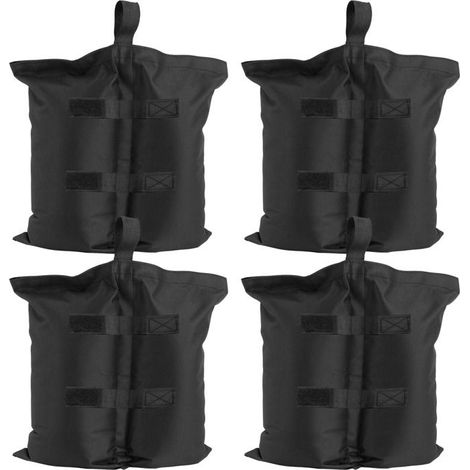 Lot de 4 sacs de lestage pour pavillon avec Fermeture auto - agrippante à remplir avec du sable - Noir (1/4)