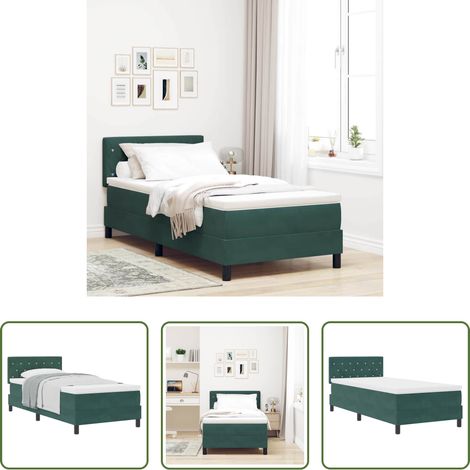 Samtbett - Boxspringbett mit Matratze Dunkelgrün 90 x 190 cm Samt (1/5)