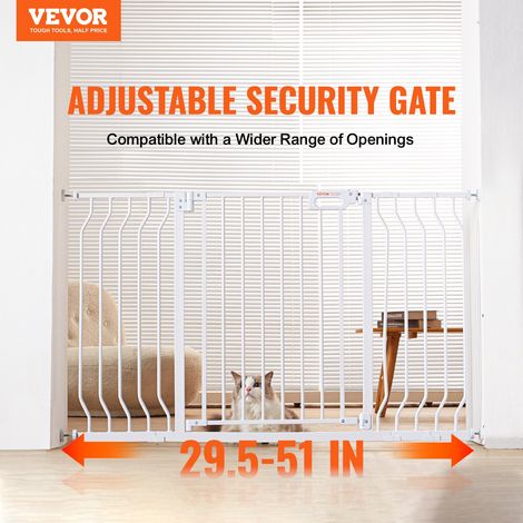 Barrière de Sécurité Extensible 75-135 cm Hauteur 76 cm Barrière d'Escalier à Fermeture Automatique sans Perçage Grande Ouverture 533 mm à 180° Clôtures Enfants et Chiens pour Couloir Intérieur (1/5)