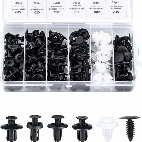 Clips Garniture Intérieure Rivet Clips Plastique Rivet Plastique Fixation Protection Clip Panneau Porte Boucle Boîte 100 Pièces 6 Types Boucle Fixation Automobile Différente Boucle Voiture Générale (1/4)