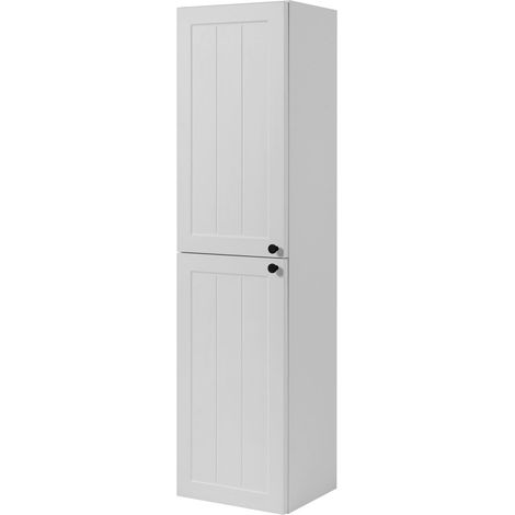 Meuble de salle de bain de style classique, blanc, 35 x 136 x 27 cm, poignée noire (1/5)
