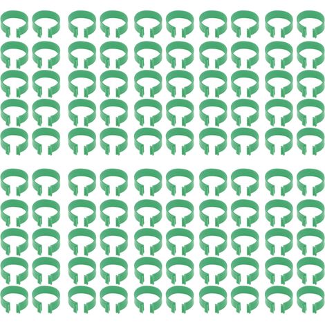 100 bagues ouvertes pour pattes de volaille 20mm vert - Accessoire d'élevage pour poulet, canard, oie - Anneaux de marquage en plastique