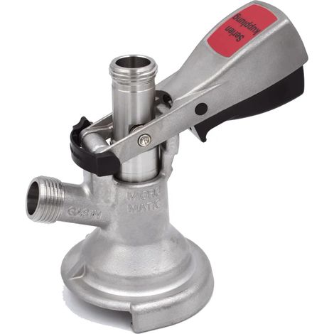 Tête de tirage plate Micro-Matic avec raccord keg, connexion en série en acier inoxydable CNS pour tirage bière professionnel et efficace