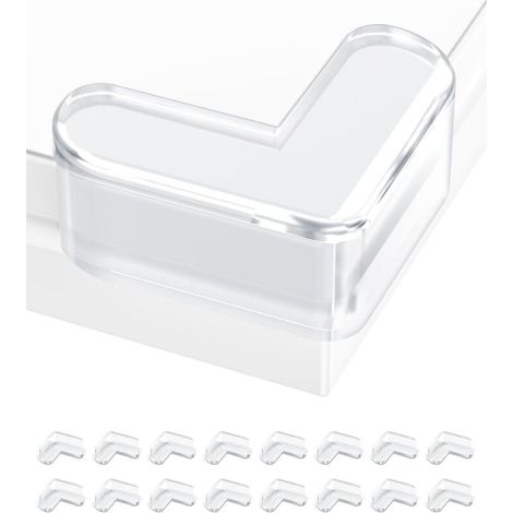 Housse de protection transparente anti-collision pour coin de table pour enfants, protecteur de coin de table en acrylique en forme de L, 16 pièces (1/4)