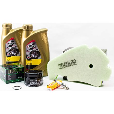 Kit Révision Filtres Bougies pour PIAGGIO MP3 400 LT ie de 2009 à 2012 - ENI I-RIDE RACING 5w40 2L