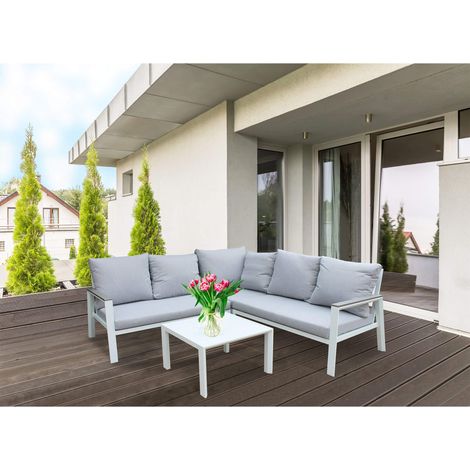 SALOTTO ANGOLARE SURABAYA CON CUSCINI IN COLORE BIANCO (1/2)